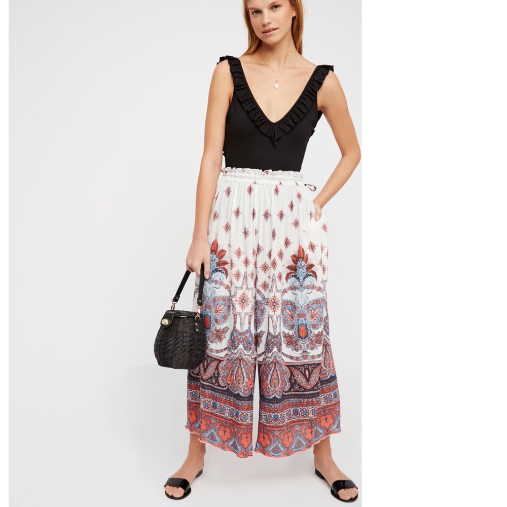 Free people Gold Dust Printed Wide-leg Trousers S
